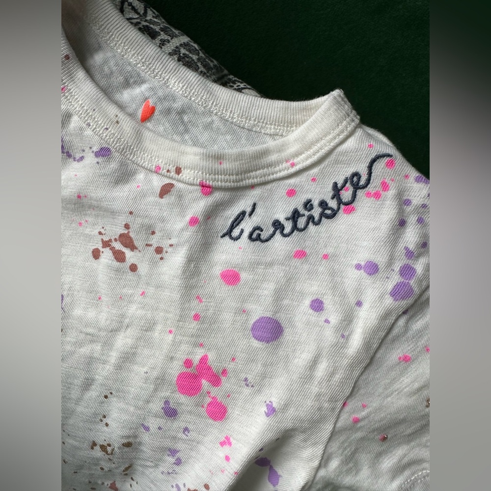 EUC, worn once, Crewcuts girls splatter art shirt, size Small 6-7,